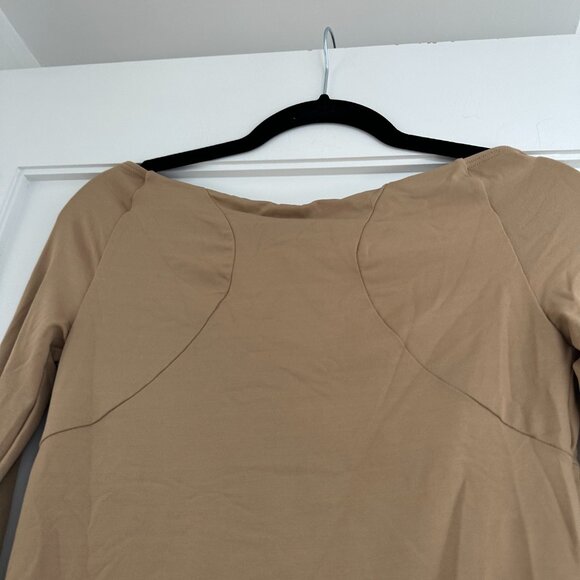 NWT Alix NYC Jansen Bodysuit Long Sleeves Wide V-Neck Size Medium In Tan - Picture 10 of 10